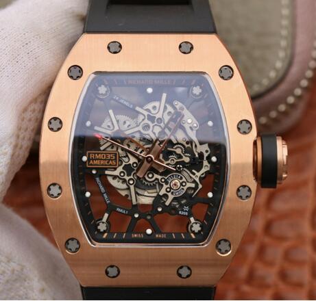 Review Richard Mille RM035 American bull rose gold replica watches sale